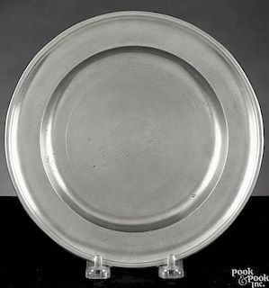 Middletown, Connecticut pewter plate, ca. 1775, bearing the touch of Jacob Whitmore, 8'' dia.