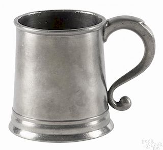 Connecticut pewter mug, ca. 1840, bearing the touch of Thomas Boardman & Co., 4'' h.