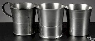 Three American pewter beakers, early/mid 19th c., bearing the touches of Ashbil Griswold
