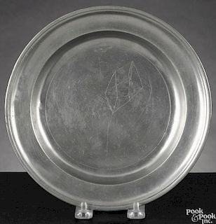 Albany, New York pewter plate, ca. 1790, bearing the touch of Peter Young, 8 7/8'' dia.