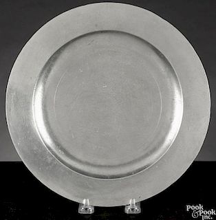 New York pewter flat brim plate, ca. 1795, bearing the touch of Malcolm & Duncan McEuen