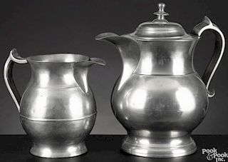 Dorchester, Massachusetts pewter water pitcher, ca. 1840, bearing the touch of Roswell Gleason