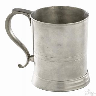Philadelphia pewter mug, ca. 1840, bearing the touch of Hall, Boardman, & Co., 4 1/4'' h.