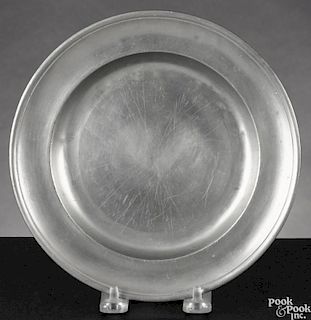 Philadelphia pewter plate, ca. 1780, bearing the touch of Benjamin and Joseph Harbeson, 7 3/4'' dia.