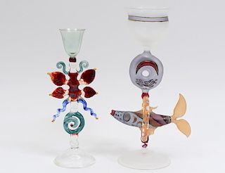 TWO VENETIAN GLASS GOBLETS