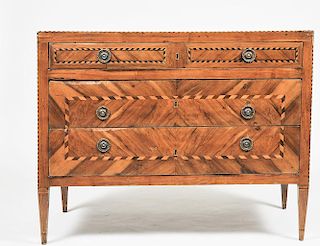 NEO-CLASSICAL INLAID WALNUT COMMODE