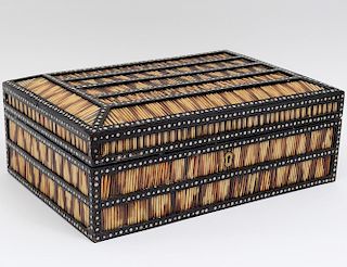 ANGLO-INDIAN EBONY AND QUILLWORK WORK BOX