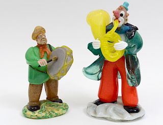 TWO MURANO GLASS FIGURES OF CLOWNS