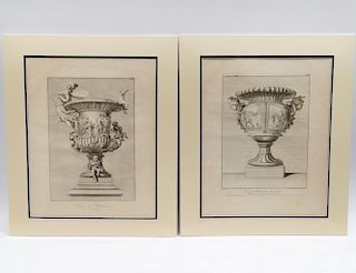 TWO BLACK AND WHITE ENGRAVINGS OF URNS