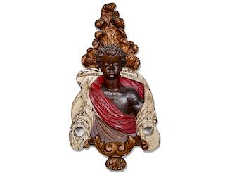 CARVED AND PAINTED WOOD BLACKAMOOR WALL ORNAMENT