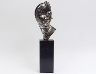 CONTEMPORARY SILVERED METAL MASK