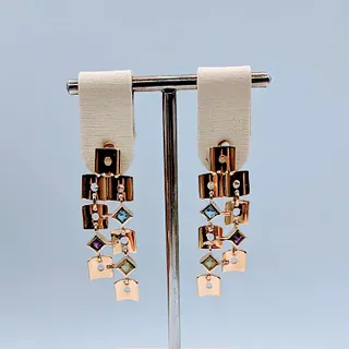 Multi Gemstone Tiled Dangle Earrings 18k