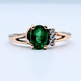 1ct Natural Emerald & Diamond Ring