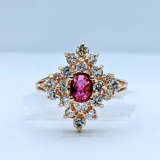 Gorgeous Ruby & Diamond Cluster Ring