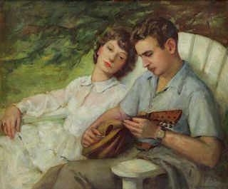 MOREHOUSE, Edith. Oil on Canvas. Couple with