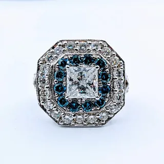 Superb White and Blue Diamond Statement Ring