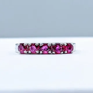 Ruby and Solid White Gold Five-Stone Ring