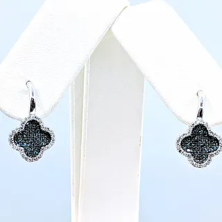 Stylish Blue and White Diamond Earrings