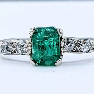 1940s Emerald & Diamond Engagement Ring