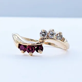 Stylish Contoured Ruby & Diamond Ring