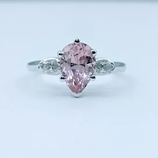 Charming Pink Tourmaline & Marquise Diamond Ring