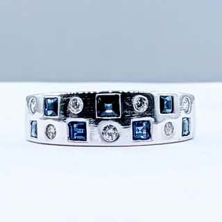 Contemporary Diamond & Sapphire Ring