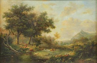 LEE, S. Oil on Canvas. River Landscape with