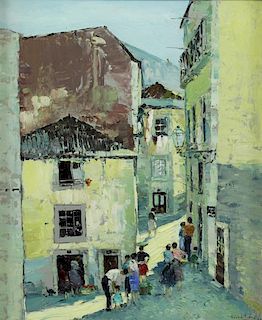 SIDO (?), Silva. Oil on Canvas Village Scene.