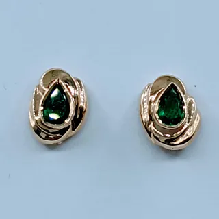Beautiful Emerald & Gold Post Earrings