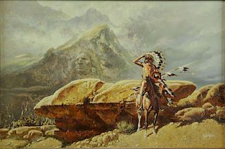 BOGARD, G. Oil on Canvas. American Indians in