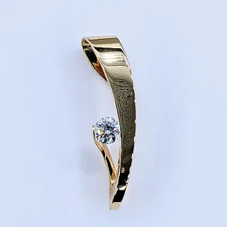 Modernist Diamond & 14K Gold Slide Pendant