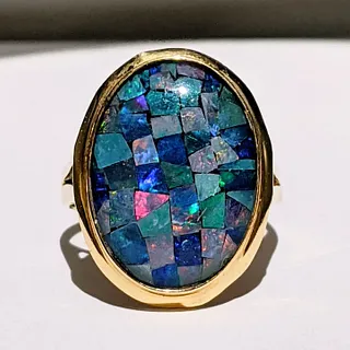 Magical Opal Mosaic Cocktail Ring