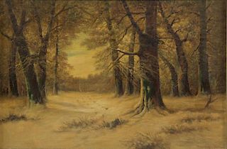 MOORE, Thomas M. Oil on Canvas. Winter Landscape.
