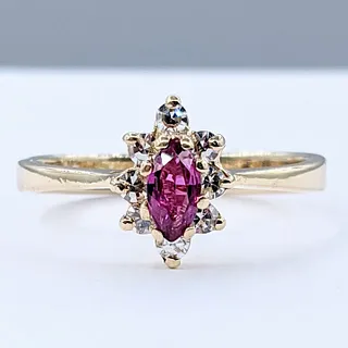 Simple Marquise Cut Ruby & Diamond Ring
