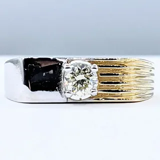 Unique Solitaire Diamond & Two-Tone Gold Men's Ring
