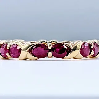 Deep Red Ruby & 14K Gold Eternity Ring