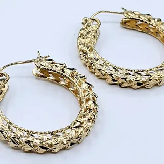 Sculpted Solid Gold Hoop Earrings