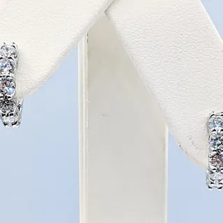 Diamond & 14K White Gold Huggie Earrings