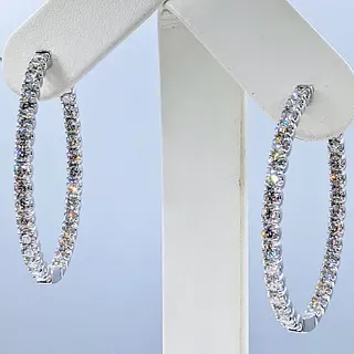 Outstanding 5 Carat Diamond Inside / Outside Hoop Earrings - Large