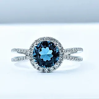Elegant London Blue Topaz & Diamond Dress Ring