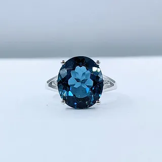 Deep Blue London Blue Topaz & Diamond Cocktail Ring