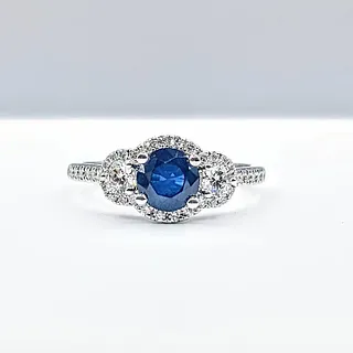 Shimmering Sapphire & Diamond Engagement Ring