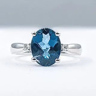 Shimmering London Blue Topaz & Diamond Ring