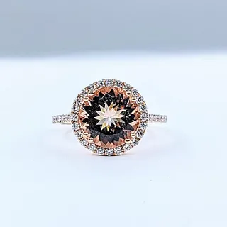 Lovely Morganite & Diamond Halo Ring