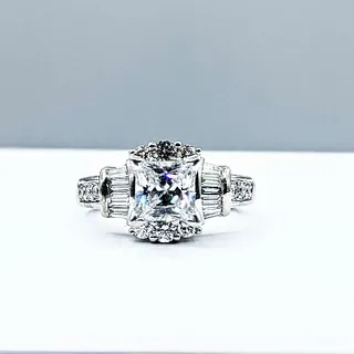 Vintage Cubic Zirconia & Diamond Engagement Ring