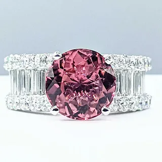 Spectacular Rose Tourmaline & Diamond Cocktail Ring
