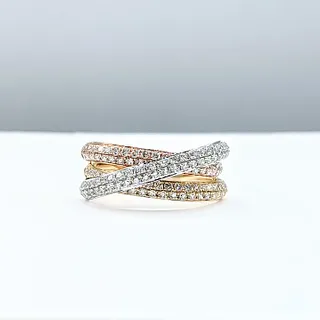 Diamond & Tri Tone Gold Fashion Ring
