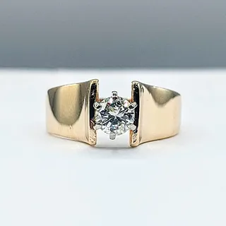 Modern Diamond Solitaire & 14K Gold Ring