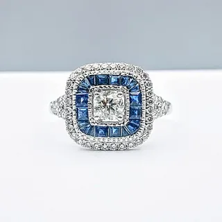 Stylish Diamond & Sapphire Cocktail Ring