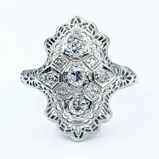 Stunning Art Deco Diamond Navette Ring